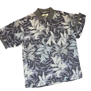 Tommy Bahama 100% Silk Hawaiian print polo shirt
